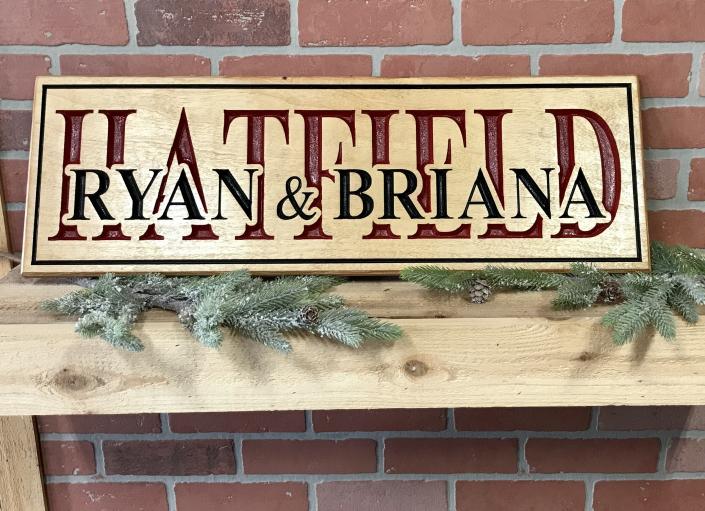 Text-N-Text Family wood carved signs starting at $120 full color.
Family sign stained only no color $75
Sign size .75"x10"x30"