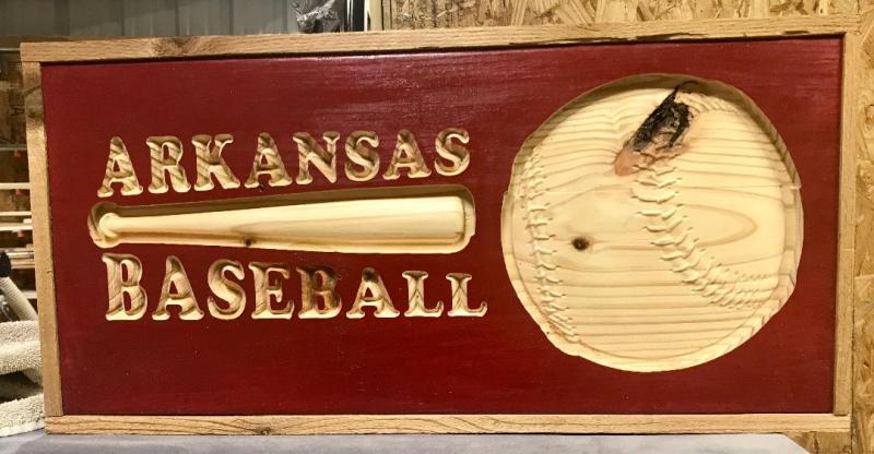 custom Arkansas Razorback baseball sign